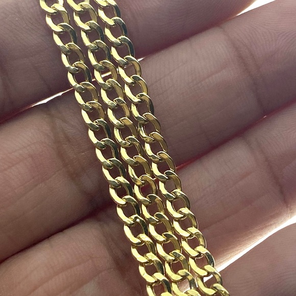 10K Gold 3MM 18” curb link chain necklace